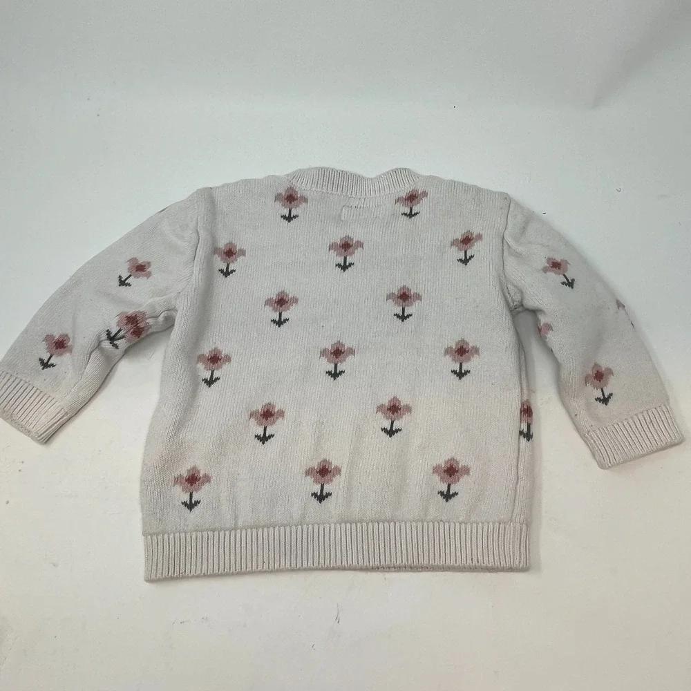 Little Planet Carter's Baby 12M Organic Cotton Heavy Knit Floral Sweater Ivory